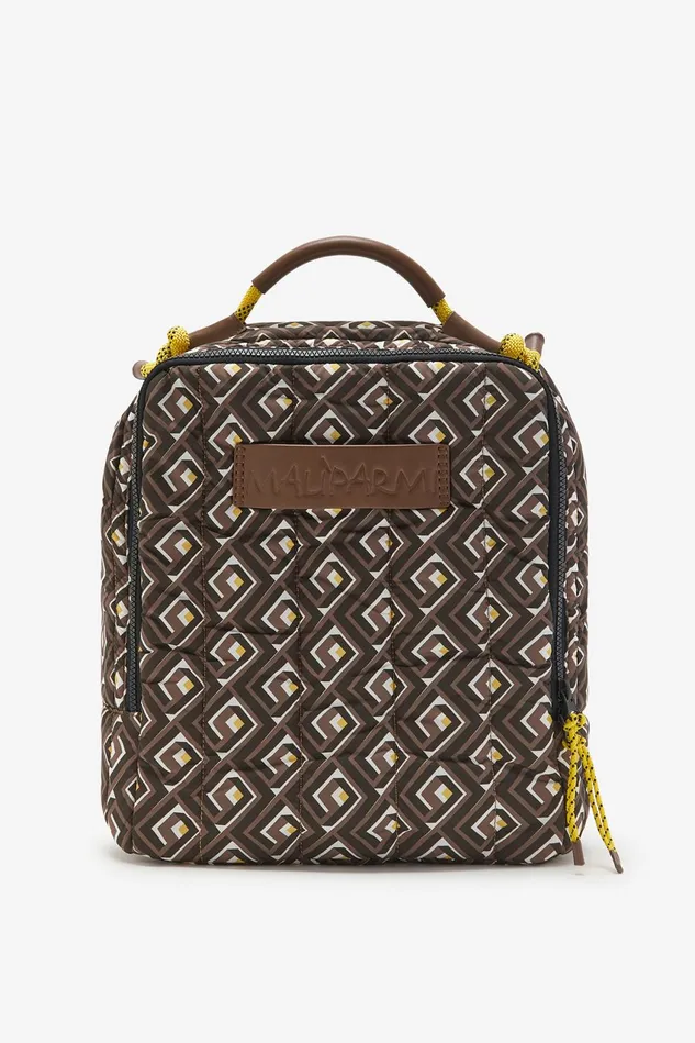 Women Malparmi Shopping Bag Padded Nylon Backpack Brownblackyellow
