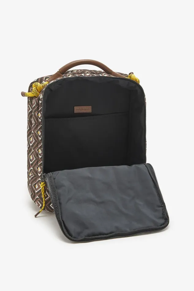 Women Malparmi Shopping Bag Padded Nylon Backpack Brownblackyellow