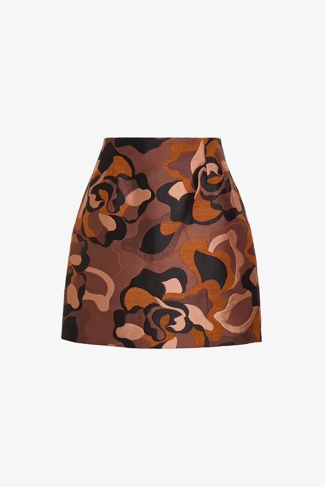 Women Malparmi Skirts Jacquard Camorose 3d Skirt Orangeblackbrown