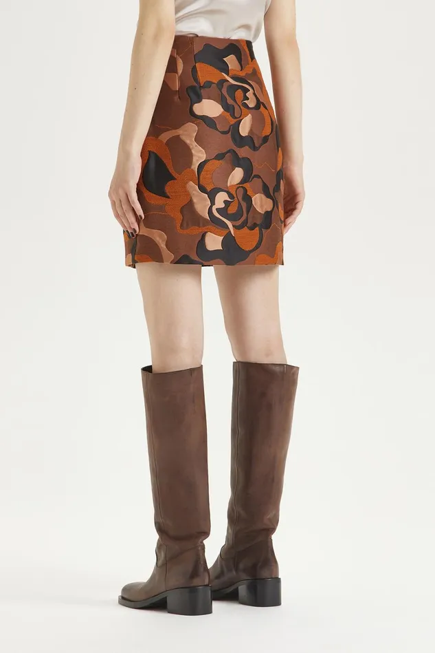 Women Malparmi Skirts Jacquard Camorose 3d Skirt Orangeblackbrown