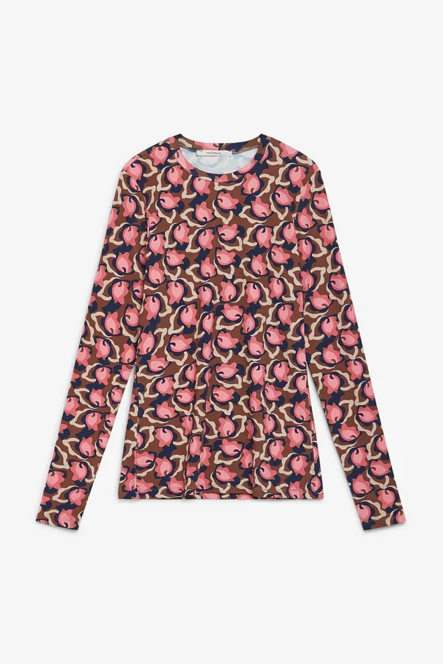 Women Malparmi Tshirts And Tops Camoleaves Jersey TShirt Pinkbeigeblack