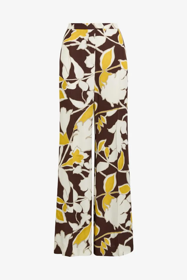 Women Malparmi Trousers Calliope Flower Trousers Brownyellowivory