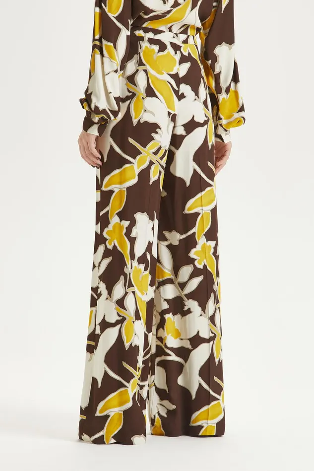 Women Malparmi Trousers Calliope Flower Trousers Brownyellowivory