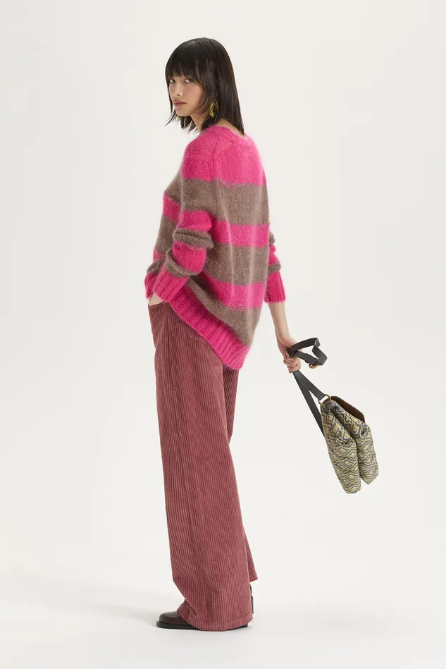 Women Malparmi Trousers Corduroy Velvet Trousers Dark Pink
