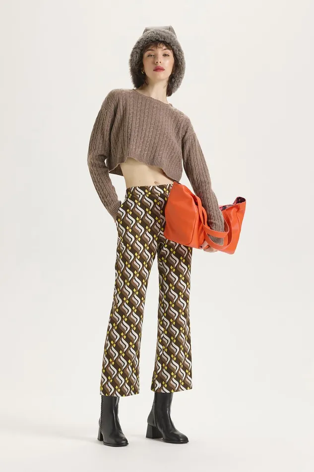Women Malparmi Trousers Lira Cady Print Trousers Brownyellow