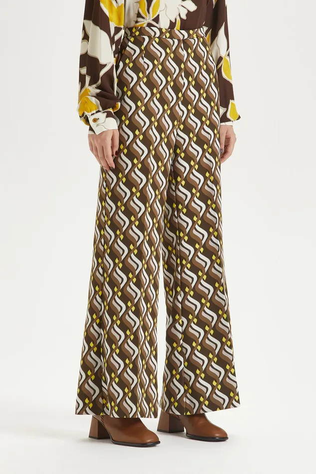 Women Malparmi Trousers Lira Cady Print Trousers Brownyellow