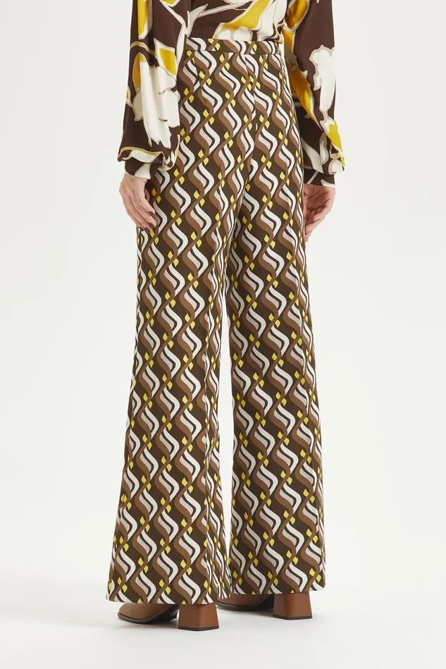 Women Malparmi Trousers Lira Cady Print Trousers Brownyellow