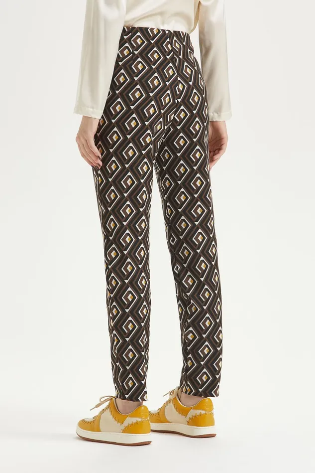 Women Malparmi Trousers Maze Jacquard Trousers Brownyellowblack
