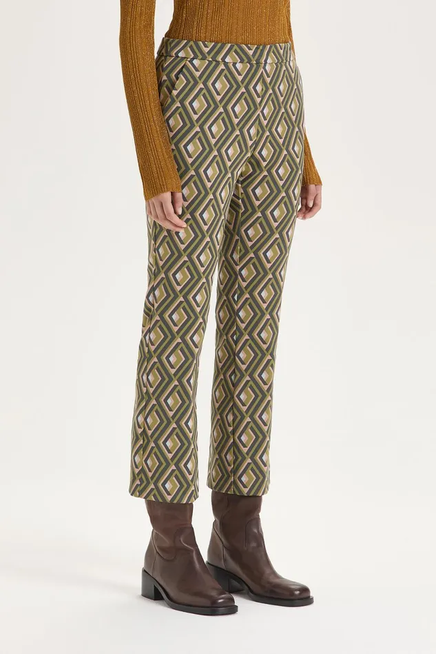 Women Malparmi Trousers Maze Jacquard Trousers Greenblackpink