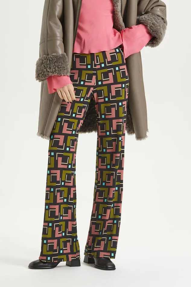 Women Malparmi Trousers Melody Print Jersey Trousers Greenpinkblack