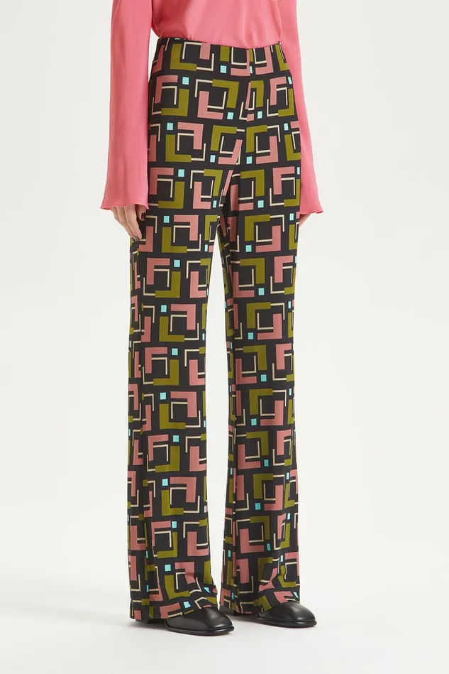 Women Malparmi Trousers Melody Print Jersey Trousers Greenpinkblack