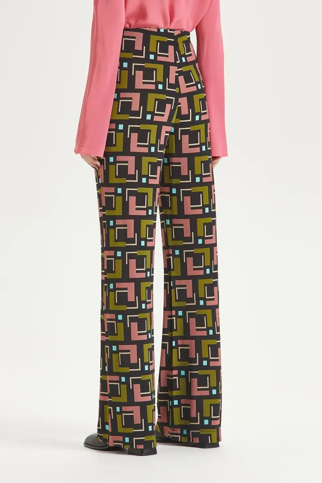 Women Malparmi Trousers Melody Print Jersey Trousers Greenpinkblack