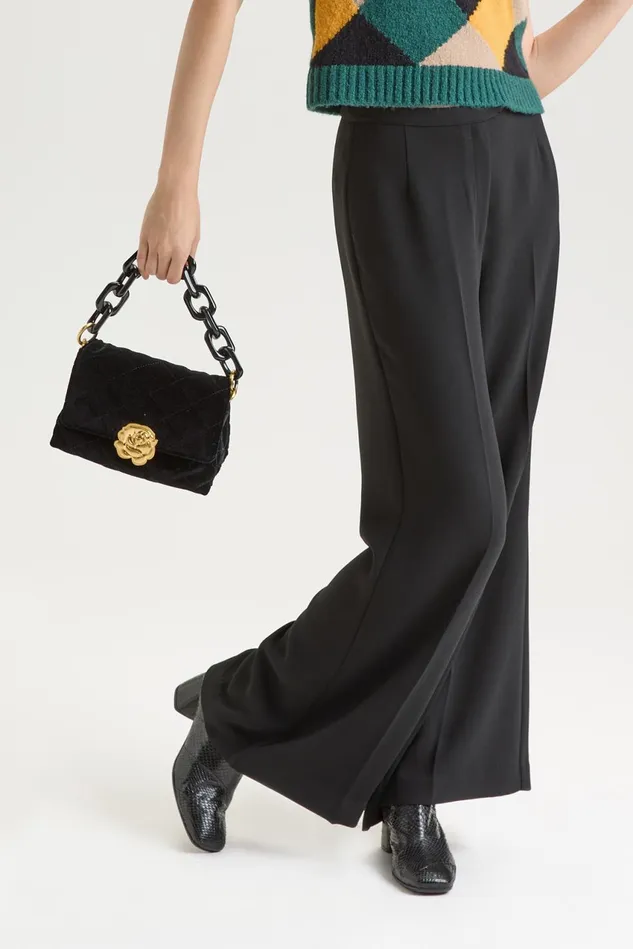 Women Malparmi Trousers Sabl Crepe Trousers Black