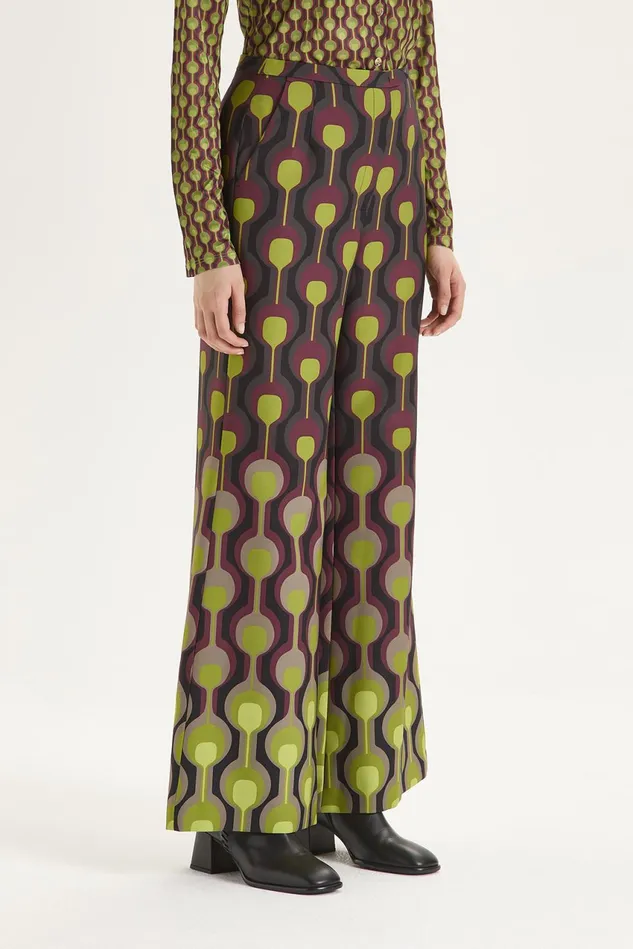 Women Malparmi Trousers Temple Degrad Cady Trousers Greenblackbordeaux