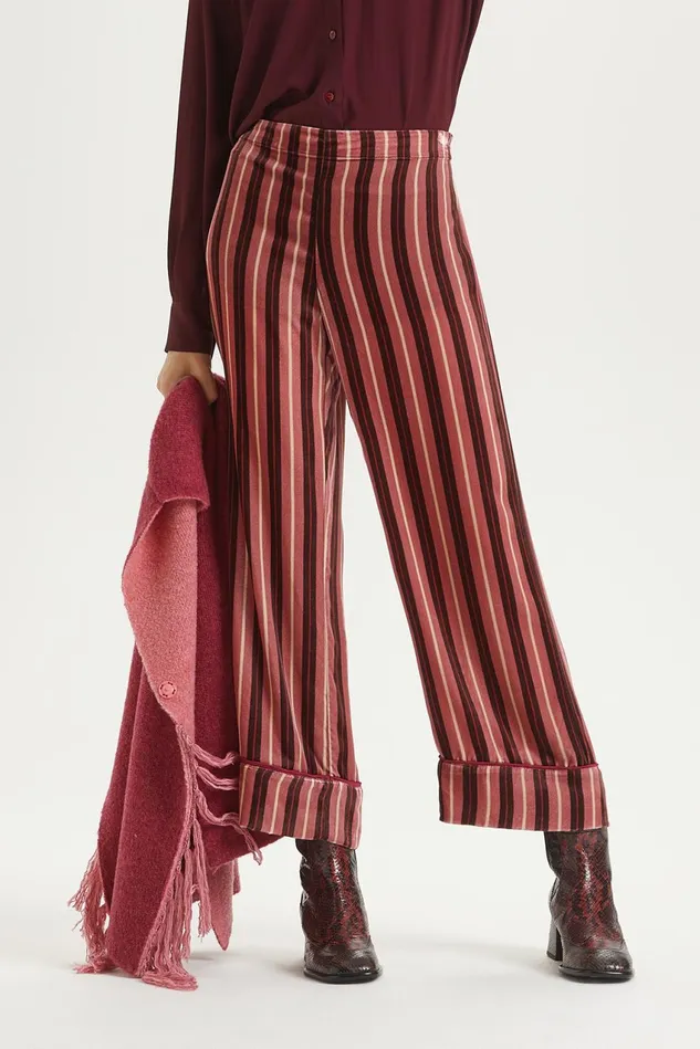 Women Malparmi Trousers Velvet Prints Trousers Pinklight Pink