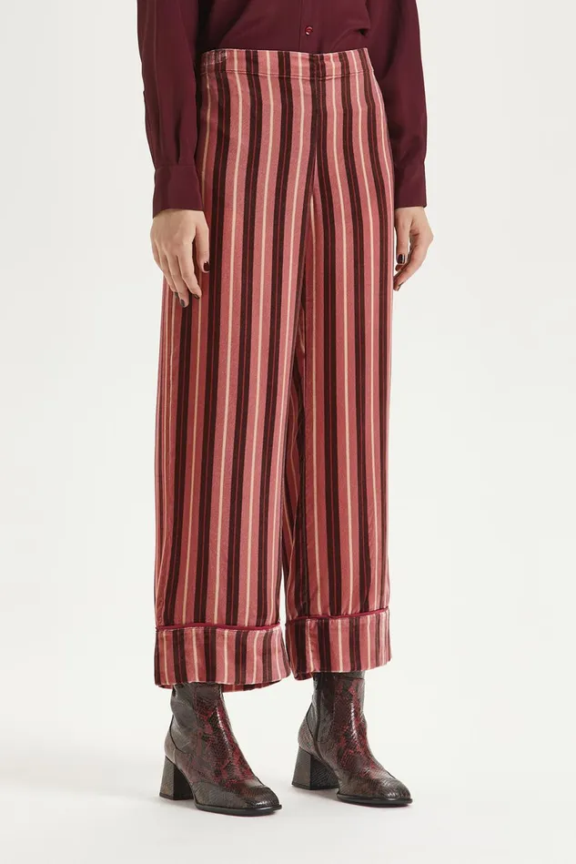 Women Malparmi Trousers Velvet Prints Trousers Pinklight Pink