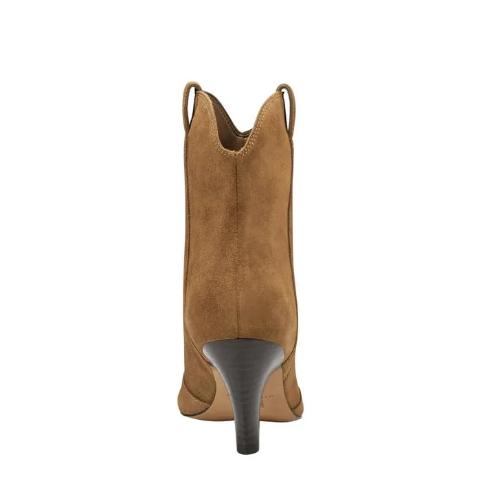 Women Marc Fisher Booties Carissa Heeled Western Bootie Cognac Suede