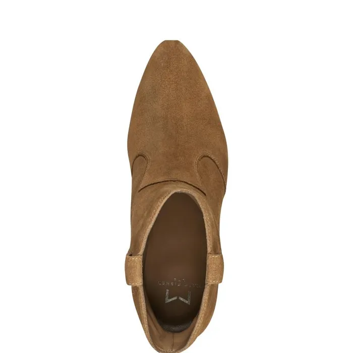 Women Marc Fisher Booties Carissa Heeled Western Bootie Cognac Suede