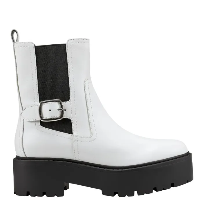 Women Marc Fisher Booties Dacilla Lug Sole Bootie White Leather