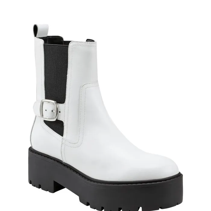 Women Marc Fisher Booties Dacilla Lug Sole Bootie White Leather