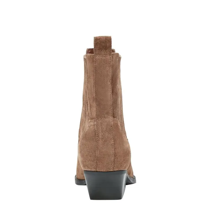 Women Marc Fisher Booties Pryce Western Bootie Natural Suede