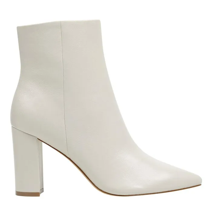 Women Marc Fisher Booties Ulani Heeled Bootie Ivory Leather