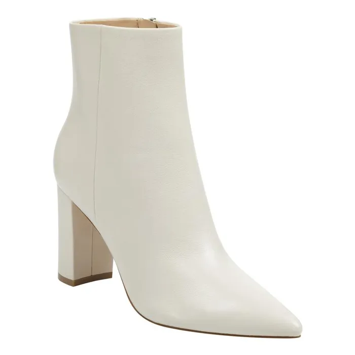 Women Marc Fisher Booties Ulani Heeled Bootie Ivory Leather
