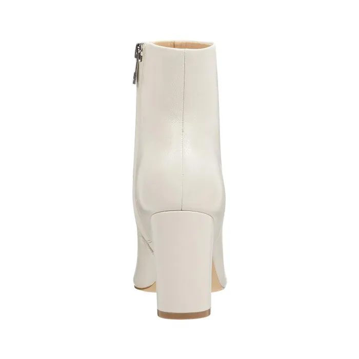 Women Marc Fisher Booties Ulani Heeled Bootie Ivory Leather