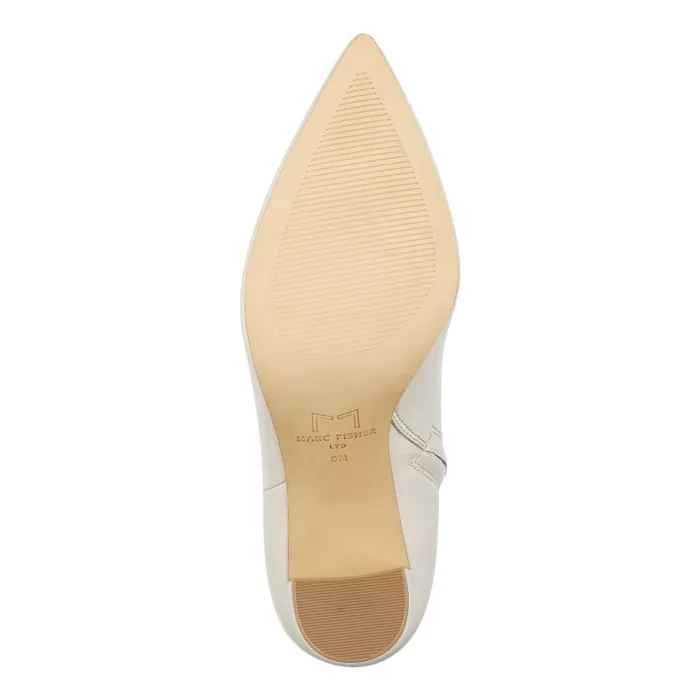Women Marc Fisher Booties Ulani Heeled Bootie Ivory Leather