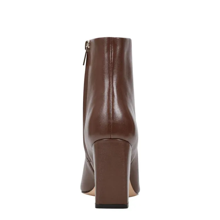 Women Marc Fisher Booties Yanara Heeled Bootie Dark Brown Leather