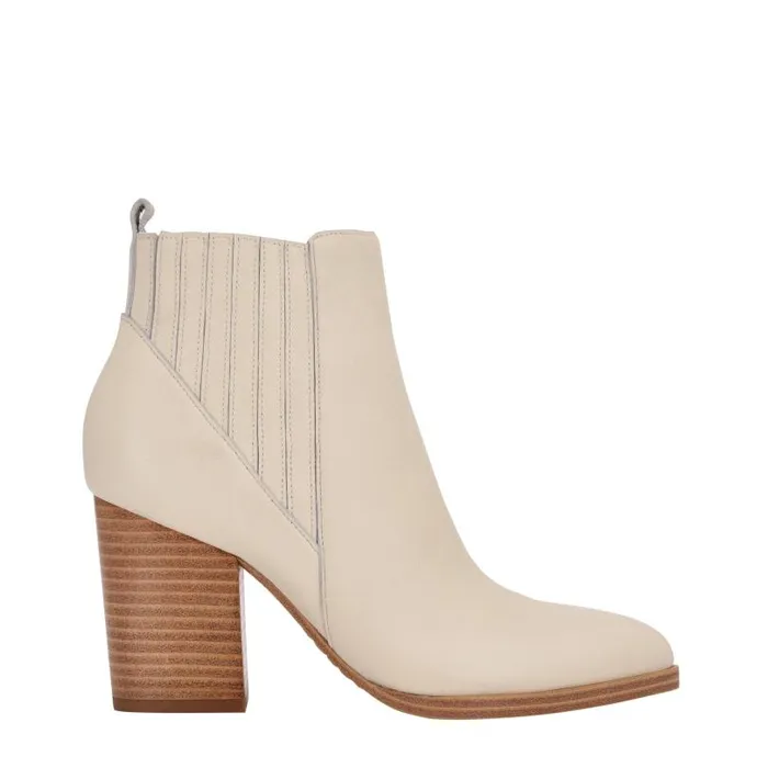 Women Marc Fisher Boots and Booties Alva Pointy Toe Bootie Chic Cream Leather