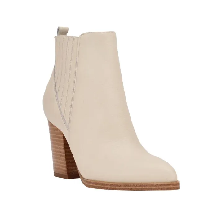 Women Marc Fisher Boots and Booties Alva Pointy Toe Bootie Chic Cream Leather