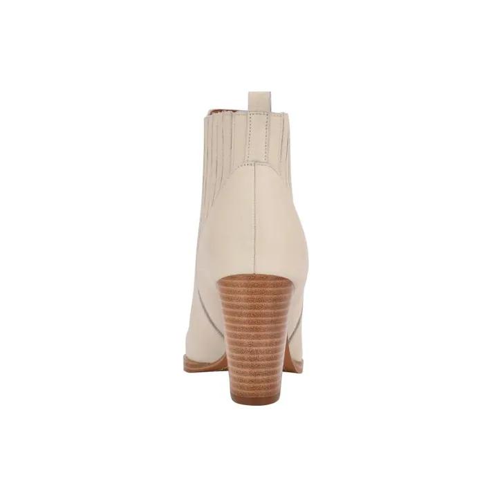 Women Marc Fisher Boots and Booties Alva Pointy Toe Bootie Chic Cream Leather