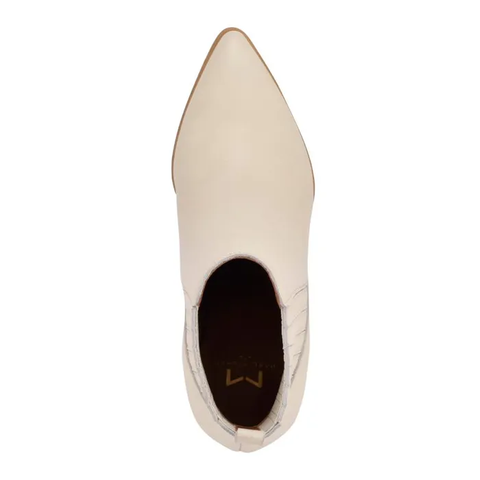 Women Marc Fisher Boots and Booties Alva Pointy Toe Bootie Chic Cream Leather