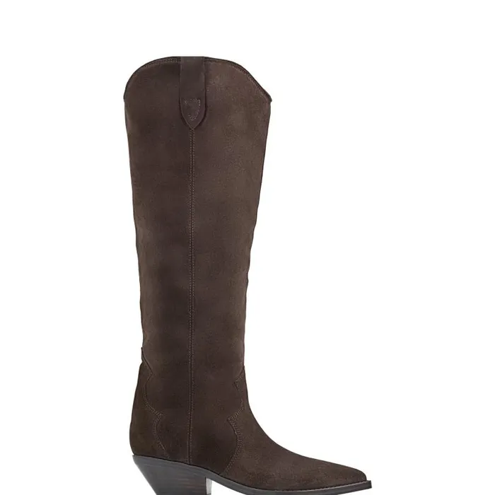 Women Marc Fisher Boots and Booties Ander Western Boot Dark Brown Suede