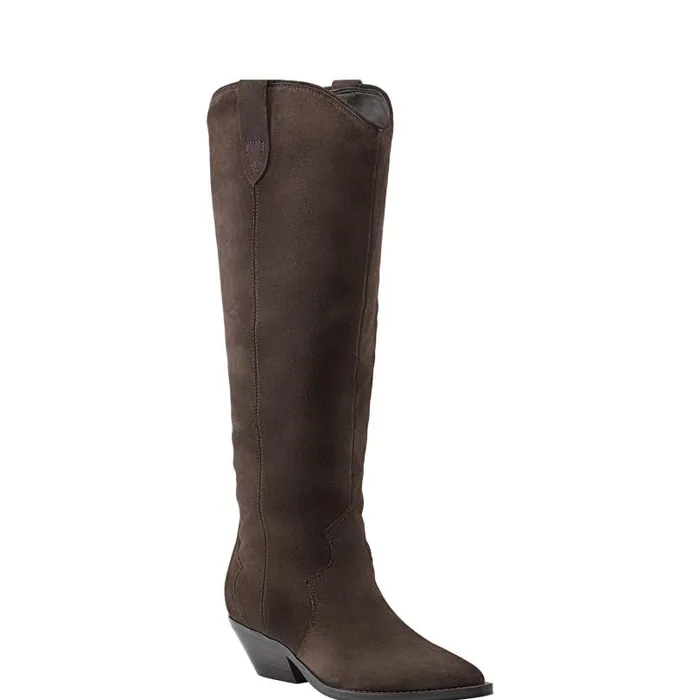 Women Marc Fisher Boots and Booties Ander Western Boot Dark Brown Suede