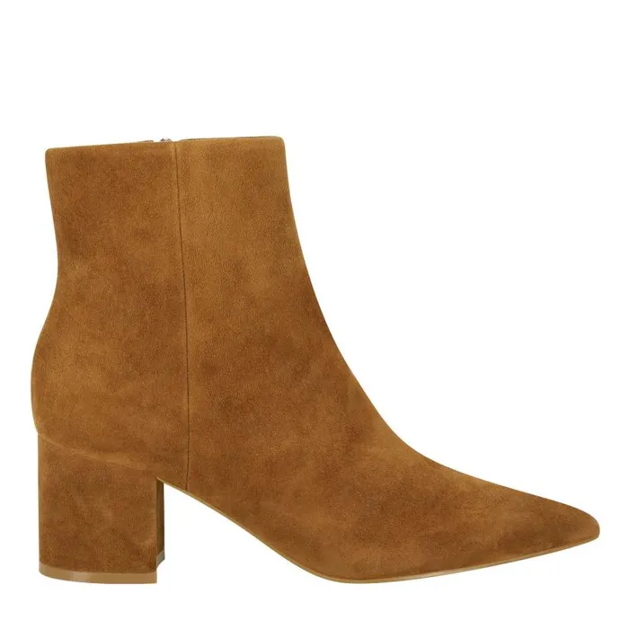 Women Marc Fisher Boots and Booties Jarli Pointy Ankle Bootie Brown Suede