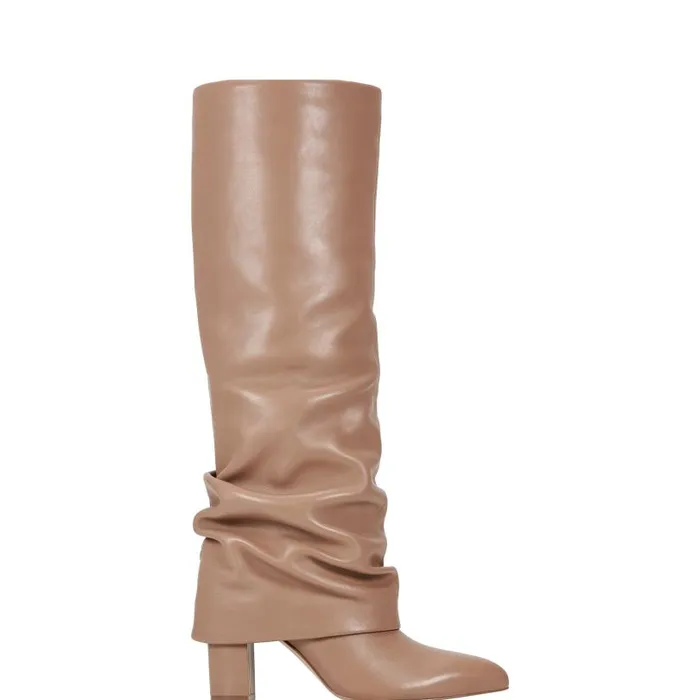 Women Marc Fisher Boots and Booties Lalita Foldover Dress Boot Light Natural Leather Women Marc Fisher Boots and Booties Lalita Foldover Dress Boot Light Natural Leather