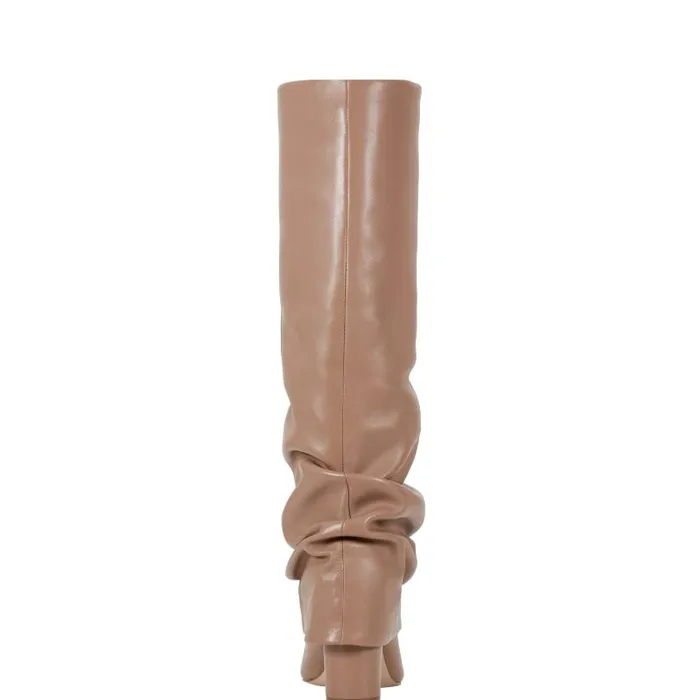 Women Marc Fisher Boots and Booties Lalita Foldover Dress Boot Light Natural Leather