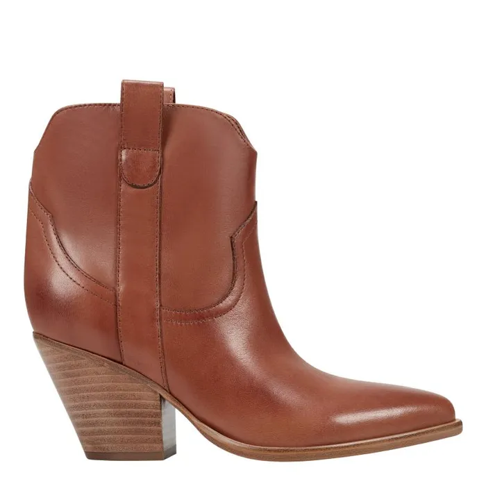 Women Marc Fisher Boots and Booties Marlie Western Bootie Natural Leather