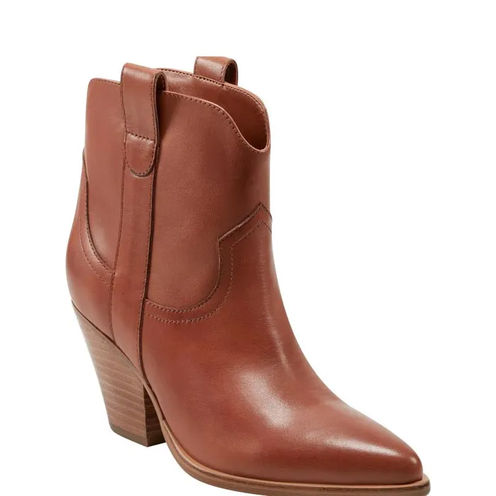 Women Marc Fisher Boots and Booties Marlie Western Bootie Natural Leather