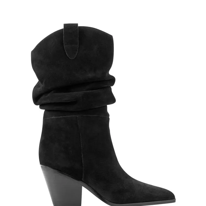 Women Marc Fisher Boots and Booties Myleea Slouchy Boot Black Suede