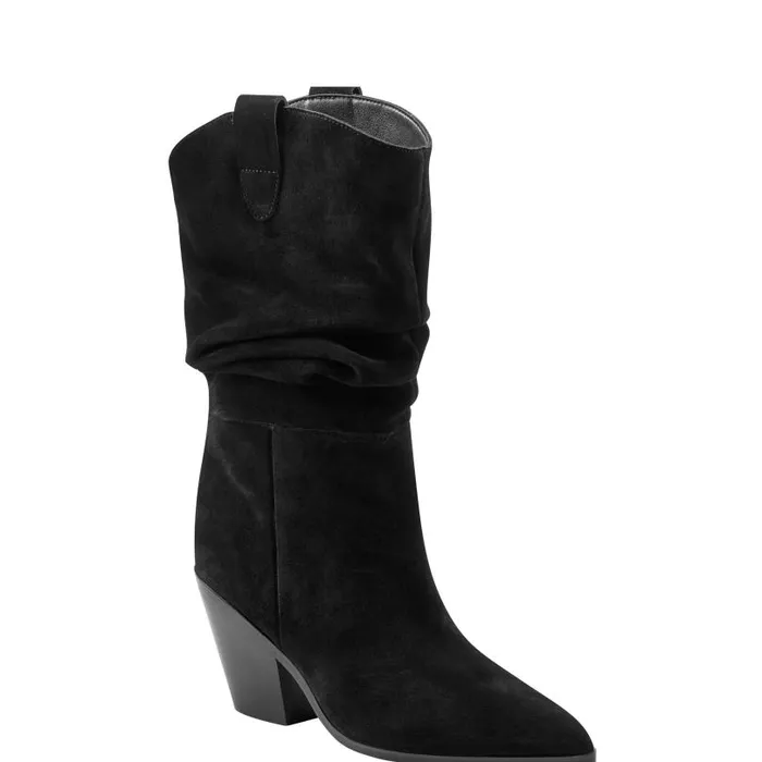 Women Marc Fisher Boots and Booties Myleea Slouchy Boot Black Suede