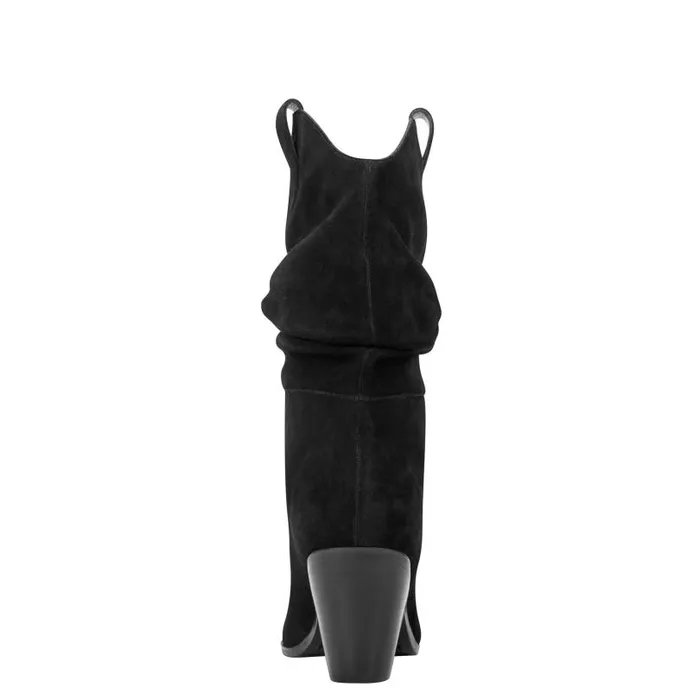 Women Marc Fisher Boots and Booties Myleea Slouchy Boot Black Suede
