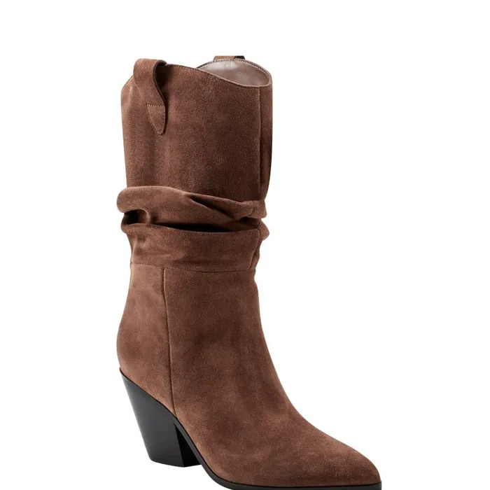 Women Marc Fisher Boots and Booties Myleea Slouchy Boot Brown Suede