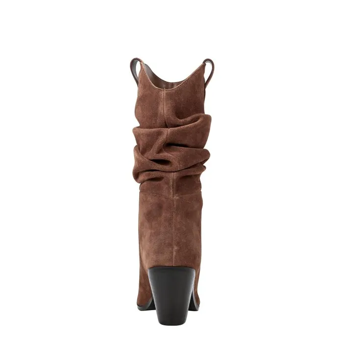 Women Marc Fisher Boots and Booties Myleea Slouchy Boot Brown Suede