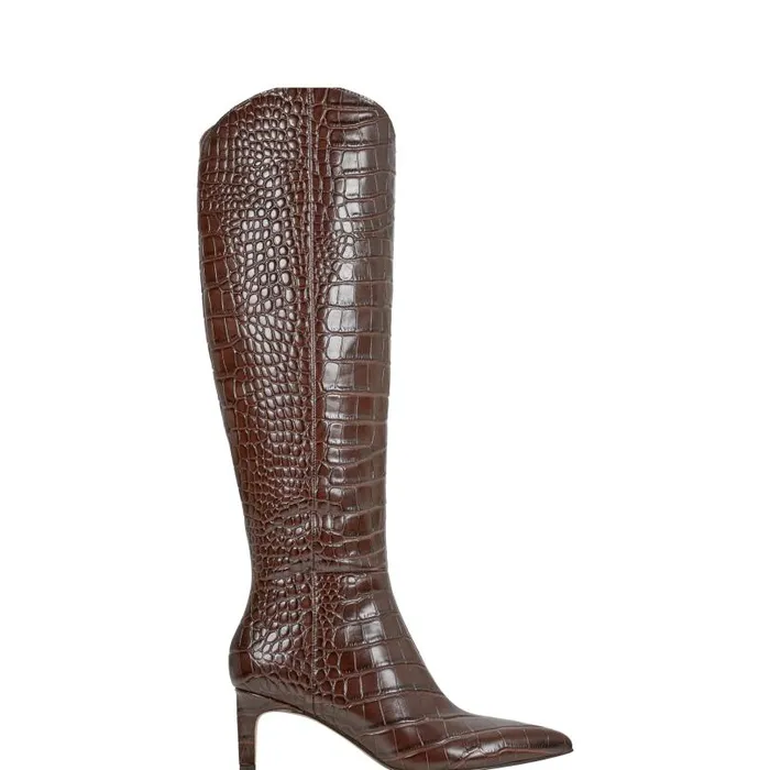 Women Marc Fisher Boots and Booties Quinnie Dress Boot Brown Croco