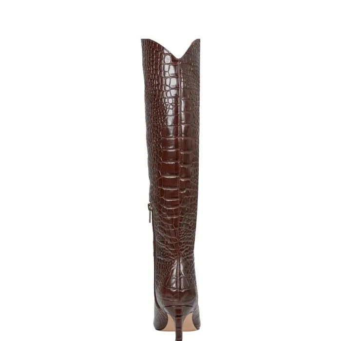 Women Marc Fisher Boots and Booties Quinnie Dress Boot Brown Croco