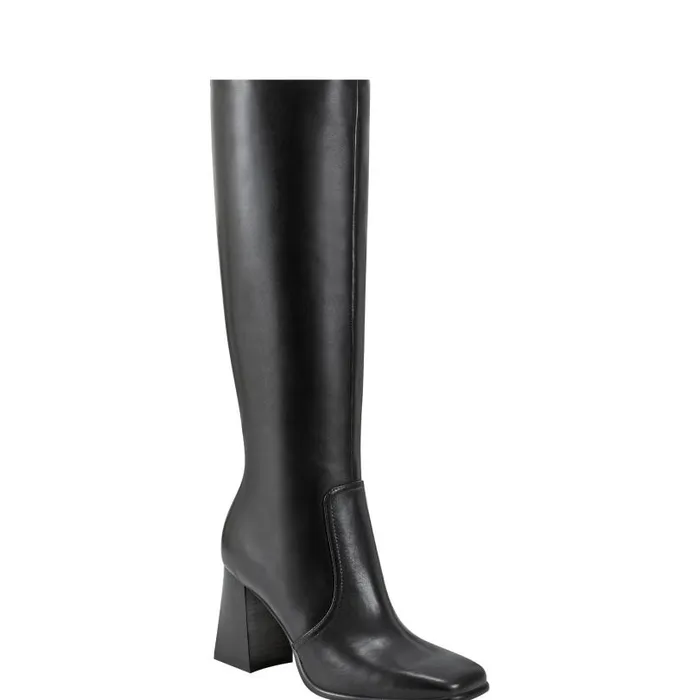 Women Marc Fisher Boots Dreeam Block Heeled Boot Black Leather