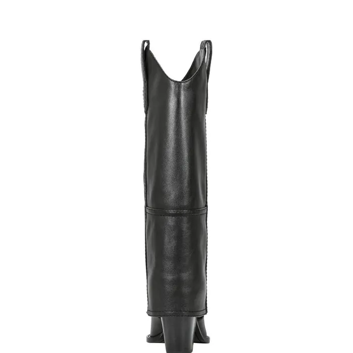 Women Marc Fisher Boots Harlo Foldover Western Boot Black Leather